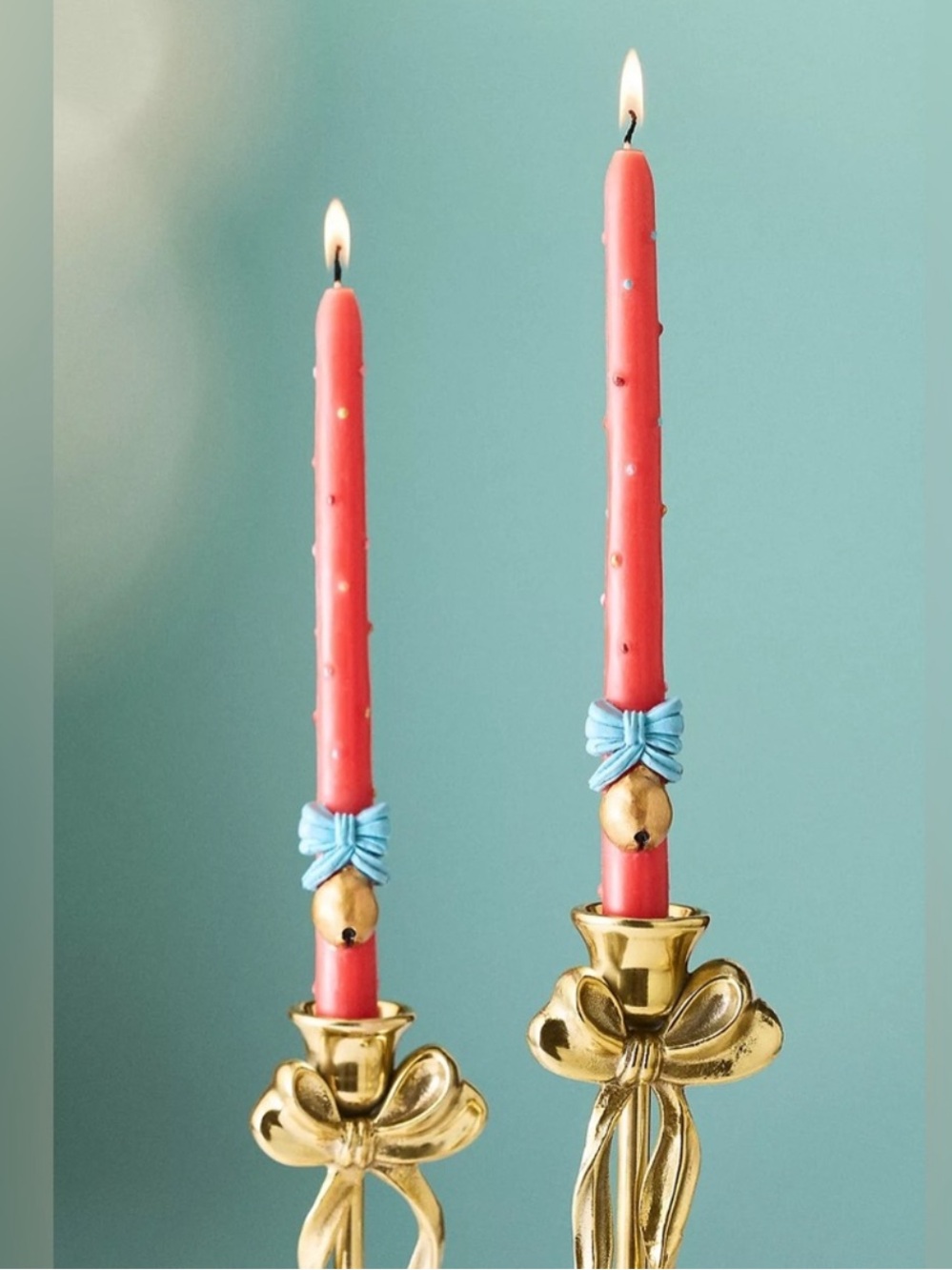 Anthropologie Festive Icon Bells Christmas Taper Candles 2 Pack New In Box